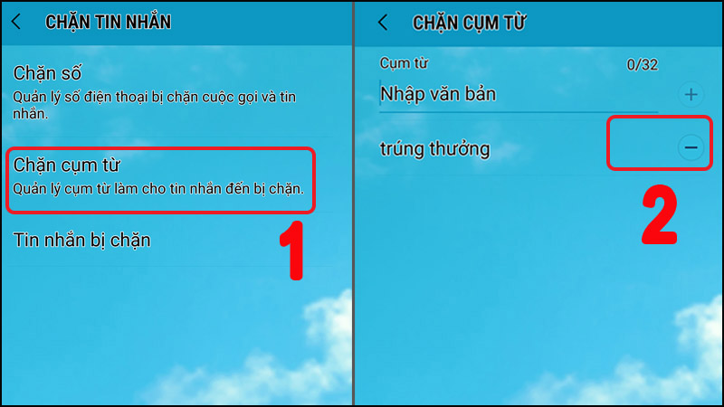 Bỏ Chặn cụm từ